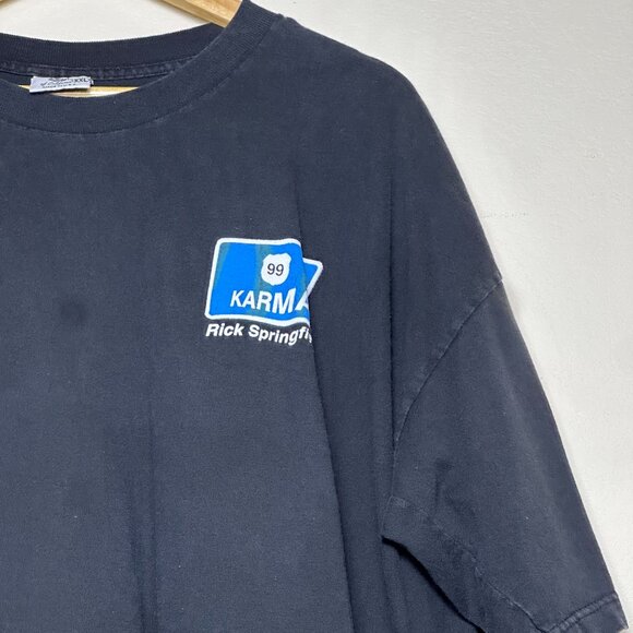 VTG Rick Springfield Graphic Tee Shirt Band Punk Karma Tour Men XXL Black 90s - Picture 9 of 13